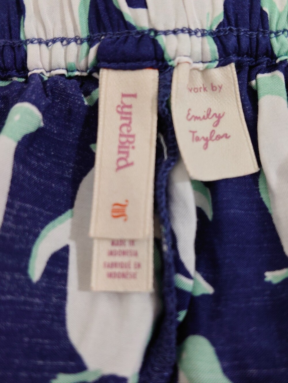 Anthropologie LyreBird 2-Piece Silky Pajama Top & Shorts Set Penguin Print - Picture 11 of 12